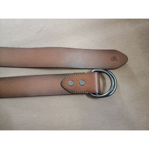 Banana Republic slider Brown Leather Double D Ring Belt M 34/36 BR logo - Picture 2 of 7